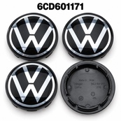 Ковпачки на титани "VW" (56/52мм) чорний Нового зразка (6CD601171). Зображення №2