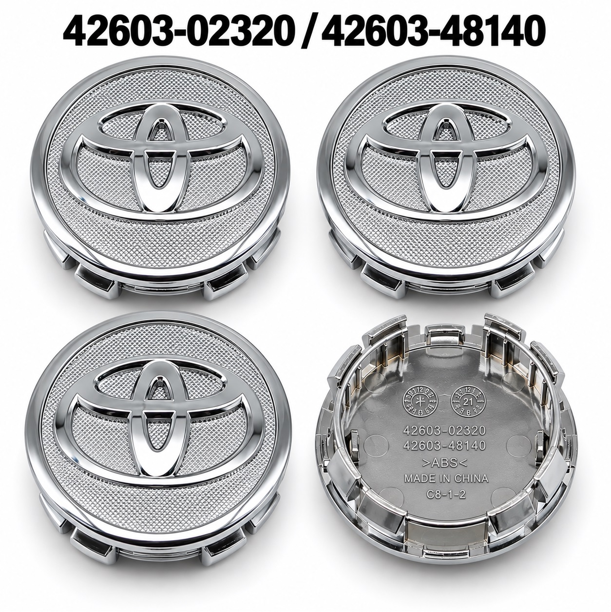 Ковпачки на диски "Toyota" (62/58мм) Сріблясті (6062K62) 42603-02320, 42603-48140 Ковпачки на диски "Toyota" (62/58мм) Сріблясті (6062K62) 42603-02320, 42603-48140