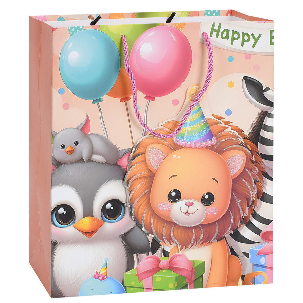 Пакет подарунковий Happy Birthday Левеня MK 5949-M-2 розмір 32х26х10 см Пакет подарунковий Happy Birthday Левеня MK 5949-M-2 розмір 32х26х10 см
