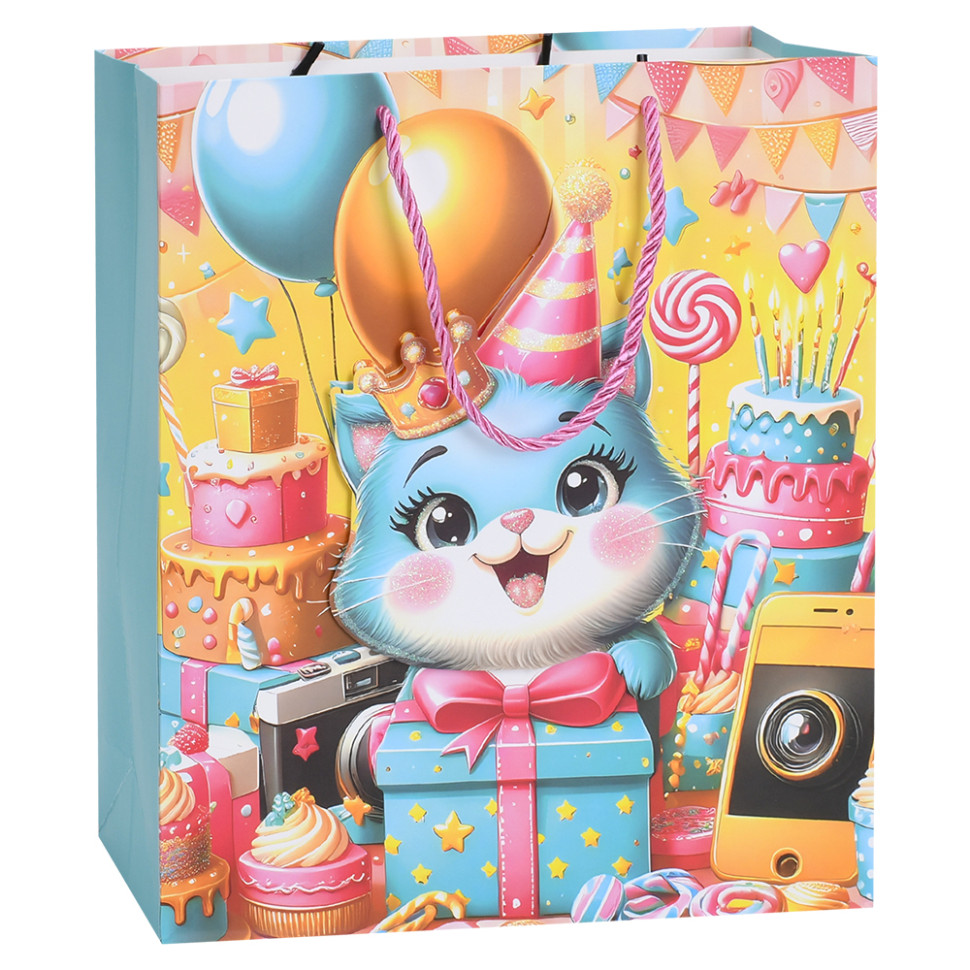 Пакет подарунковий Happy Birthday Котик MK 5949-M-4 розмір 32х26х10 см Пакет подарунковий Happy Birthday Котик MK 5949-M-4 розмір 32х26х10 см