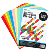 Кольоровий папір двосторонній Super MIX Knopka формат A4, 160 г/м², 100 аркушів, 10 кольорів. Зображення №2 Кольоровий папір двосторонній Super MIX Knopka формат A4, 160 г/м², 100 аркушів, 10 кольорів. Зображення №2