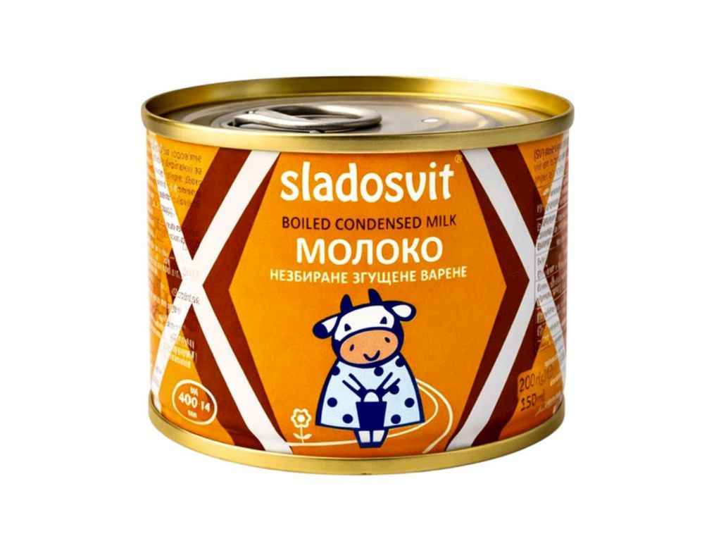 Молоко згущене 200г незбиране варене 8,5% жиру, ж/б ключ ТМ Sladosvit Молоко згущене 200г незбиране варене 8,5% жиру, ж/б ключ ТМ Sladosvit