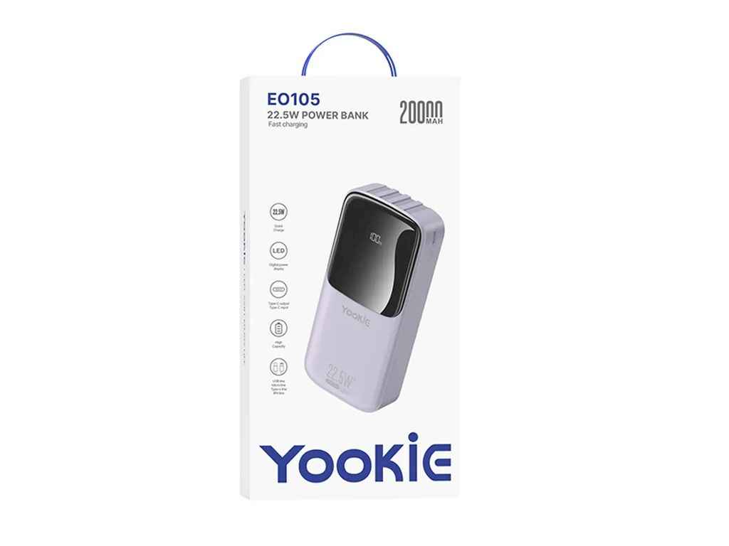 Power Bank 20000mAh EO105 22.5W/LED дисплей/кабель 3в1 (micro/Type-C/lightning) черный ТМ Yookie Power Bank 20000mAh EO105 22.5W/LED дисплей/кабель 3в1 (micro/Type-C/lightning) черный ТМ Yookie