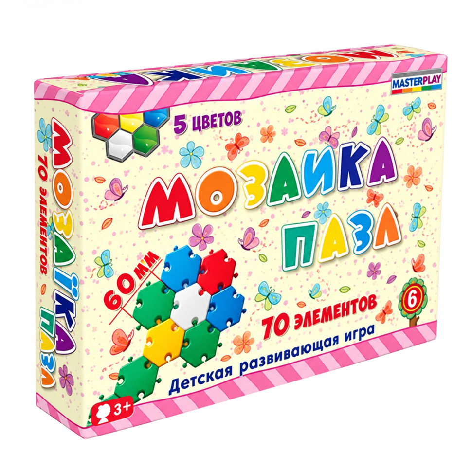 Дитяча мозаїка-пазл №6 1-147, 70 деталей Ø60мм Дитяча мозаїка-пазл №6 1-147, 70 деталей Ø60мм