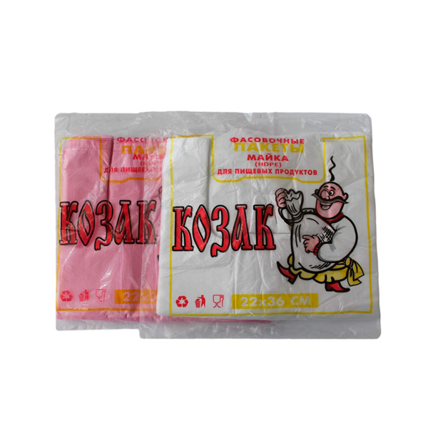 Пакет п/е майка 22х36(100шт)6мкм Козак кольоровий №1 Пакет п/е майка 22х36(100шт)6мкм Козак кольоровий №1