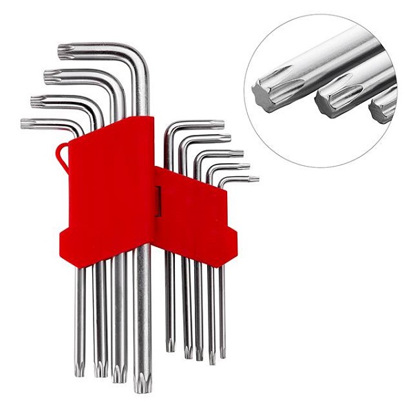 Набор Г-образных ключей удл. 9шт, Т10-Т50 TORX Cr-V Intertool (10шт/уп) Набор Г-образных ключей удл. 9шт, Т10-Т50 TORX Cr-V Intertool (10шт/уп)