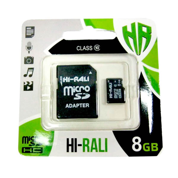Карта памяти micro SDHC HI-RALI 8GB class 10 (с адаптером) Карта памяти micro SDHC HI-RALI 8GB class 10 (с адаптером)