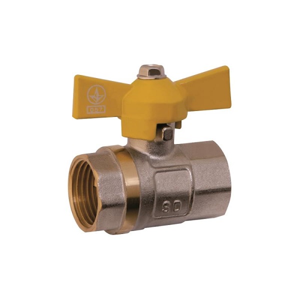 Кран шаровый прямой латунный никелир. бабочка PN40 газ 1/2"вв SD602G15 SD Plus Кран шаровый прямой латунный никелир. бабочка PN40 газ 1/2"вв SD602G15 SD Plus