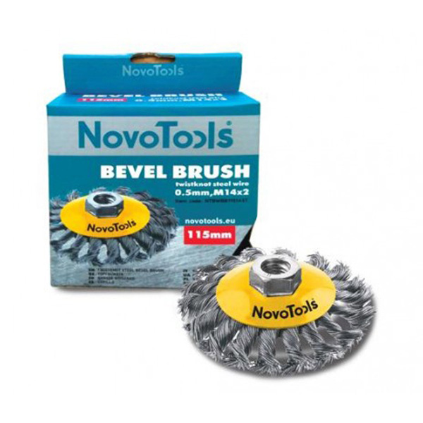 Щітка конусна для КШМ 100мм плетена сталь NovoTools Щітка конусна для КШМ 100мм плетена сталь NovoTools