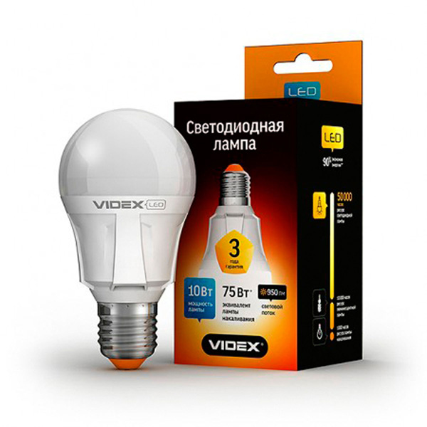 Лампа LED A60е 10W (75Вт) E27 4100K Videx (м. 2 роки) Лампа LED A60е 10W (75Вт) E27 4100K Videx (м. 2 роки)