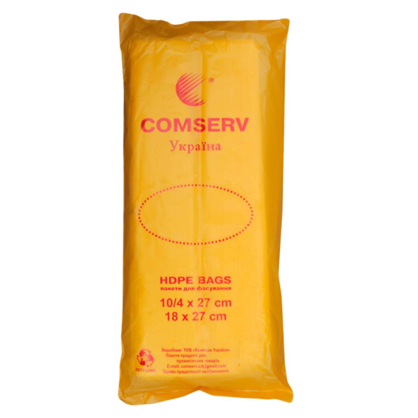 Пакет п/э фасовки 10х27(до500шт)12мкм Comserv(желт) Пакет п/э фасовки 10х27(до500шт)12мкм Comserv(желт)