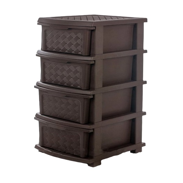 Комод 4-яр, кольоровий коричневий (шир.34см, гл.40см, вис.86см) R-PLASTIC Комод 4-яр, кольоровий коричневий (шир.34см, гл.40см, вис.86см) R-PLASTIC