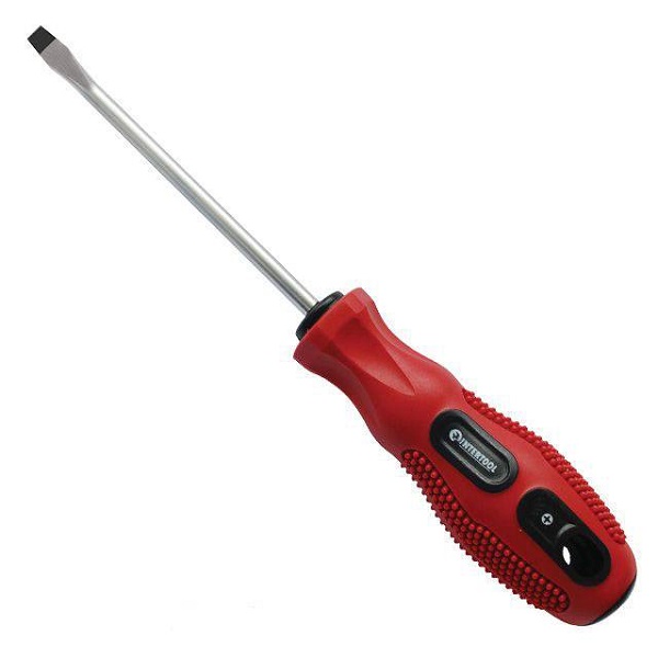 Отвертка шлицевая SL3*100 мм, прогумованная красная ручка Intertool (12 шт./уп.) Отвертка шлицевая SL3*100 мм, прогумованная красная ручка Intertool (12 шт./уп.)