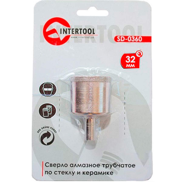 Свердло корончасте по склу та кераміці 32мм Intertool Свердло корончасте по склу та кераміці 32мм Intertool