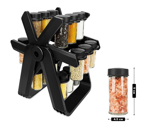 Набір для спецій 18 ємностей на підставці, що обертається Spice Rack Набір для спецій 18 ємностей на підставці, що обертається Spice Rack