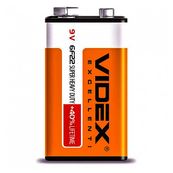 Батарейка Videx сольова 6F22, 9V, крона G3 (1/24/480шт) плівка, пачка Батарейка Videx сольова 6F22, 9V, крона G3 (1/24/480шт) плівка, пачка