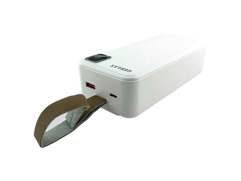 Power Bank 30000mAh P334P USB/3A/PD20W/22.5W/QC3.0/LED дисплей/кабель 2в1 (Type-C/Lightning) білий ТМ Gerlax Power Bank 30000mAh P334P USB/3A/PD20W/22.5W/QC3.0/LED дисплей/кабель 2в1 (Type-C/Lightning) білий ТМ Gerlax