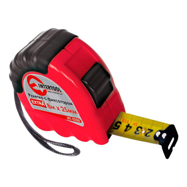 Рулетка 5м*19мм с фиксатором EXTRA Intertool (12шт/уп) Рулетка 5м*19мм с фиксатором EXTRA Intertool (12шт/уп)