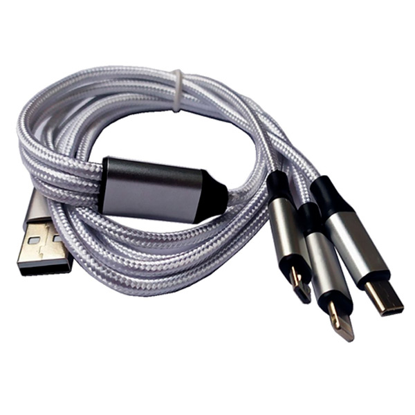 Шнур USB 3in1 Type-C, micro USB, iPhone Lightning 1.2 метра білий Шнур USB 3in1 Type-C, micro USB, iPhone Lightning 1.2 метра білий