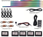 Підсвічування салону RGB Ambient light 12V (набір 14 в 1) Bluetooth. Зображення №2