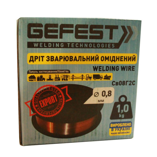 Дріт зварювальний GEFEST СВ08Г2С 0.8мм 1кг обміднений Дріт зварювальний GEFEST СВ08Г2С 0.8мм 1кг обміднений