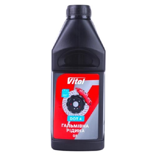 Жидкость тормозная DOT-4 (тара: 0,9л; пэ) VITOL Жидкость тормозная DOT-4 (тара: 0,9л; пэ) VITOL