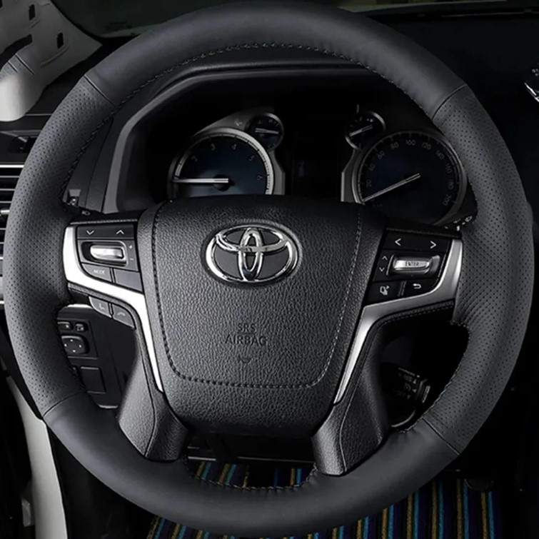 Чехол на руль Toyota Land Cruiser Prado 2017-2020 (кожа/перфорация) №69 Чехол на руль Toyota Land Cruiser Prado 2017-2020 (кожа/перфорация) №69
