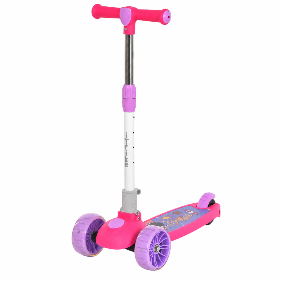 Детский самокат iTrike JR3-185-P, складной, свет, розовый, до 25 кг Детский самокат iTrike JR3-185-P, складной, свет, розовый, до 25 кг