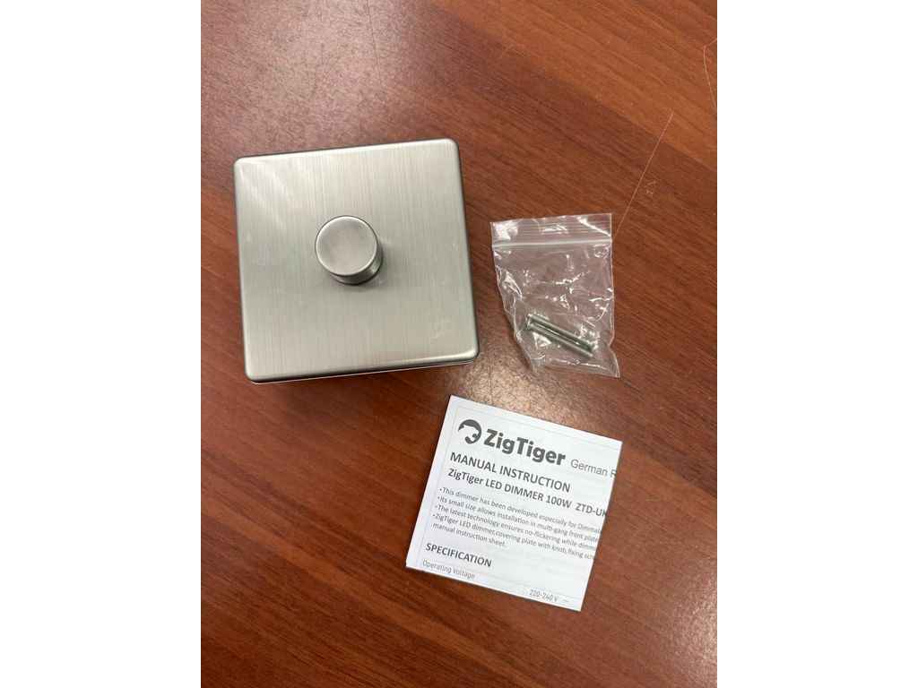 Димер LED поворотно-нажимной DM400AP, 3–100Вт, 200–250В, 2 Way, серебристый, ZigTiger ТМAmazon Димер LED поворотно-нажимной DM400AP, 3–100Вт, 200–250В, 2 Way, серебристый, ZigTiger ТМAmazon