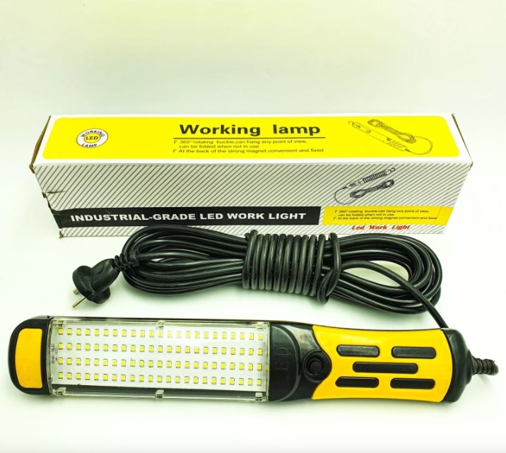Переноска инспекционная 220в кабель 10м Диодная 100 SMD крючок/магнит выключатель черная с желтым Переноска инспекционная 220в кабель 10м Диодная 100 SMD крючок/магнит выключатель черная с желтым